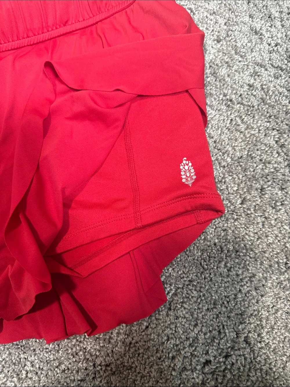 FP Movement by Free People Red Pleated Athletic Drawstring Shorts